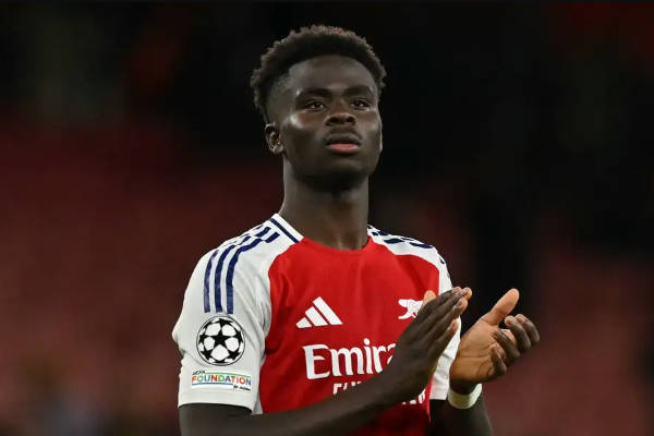 布卡約·薩卡可能缺席阿森納對陣利物浦的關(guān)鍵戰