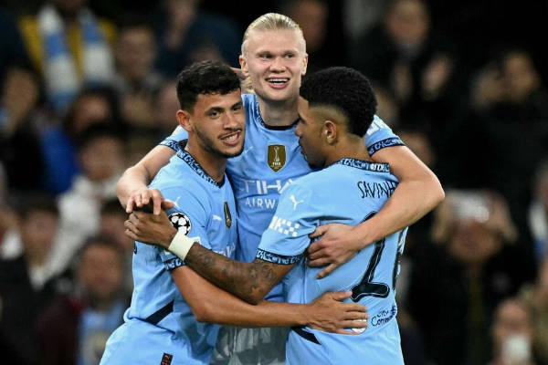 曼城5-0大勝布拉格斯巴達，哈蘭德歐冠進(jìn)球數追平德羅巴